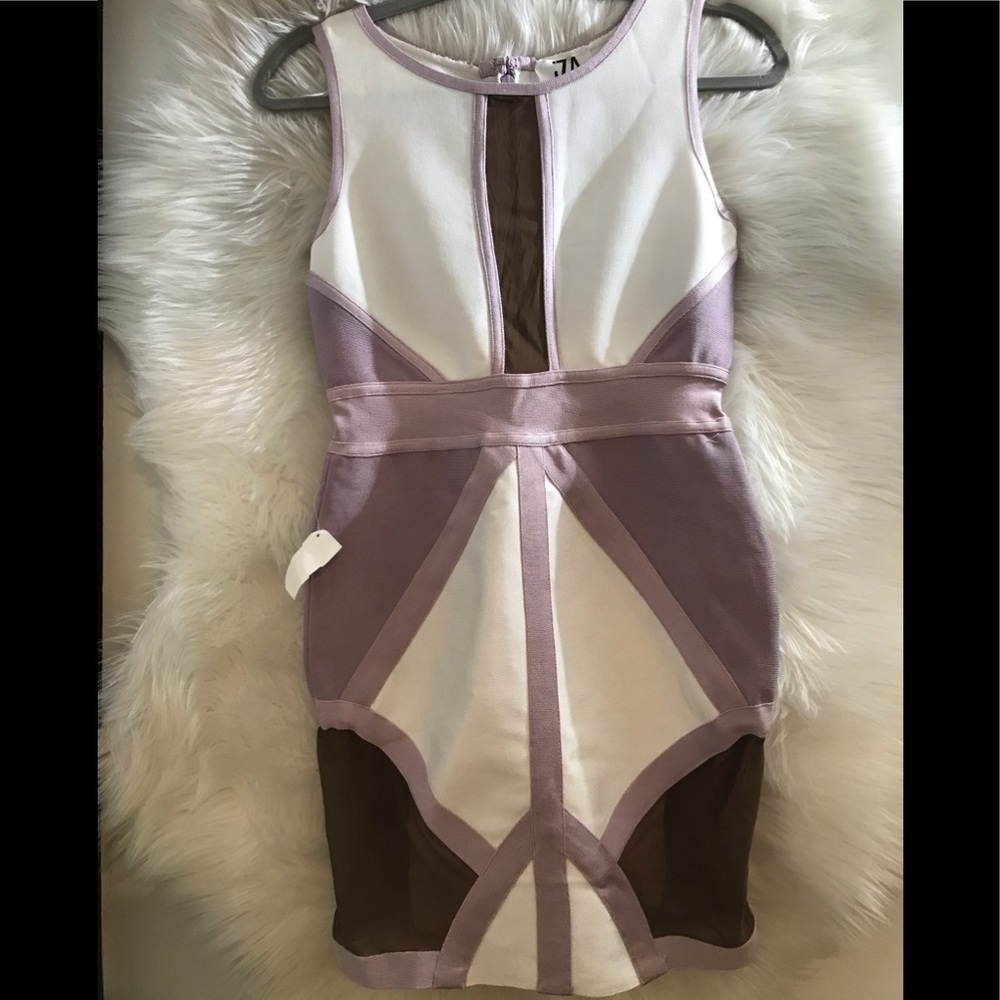 IZA two tone dress with mesh